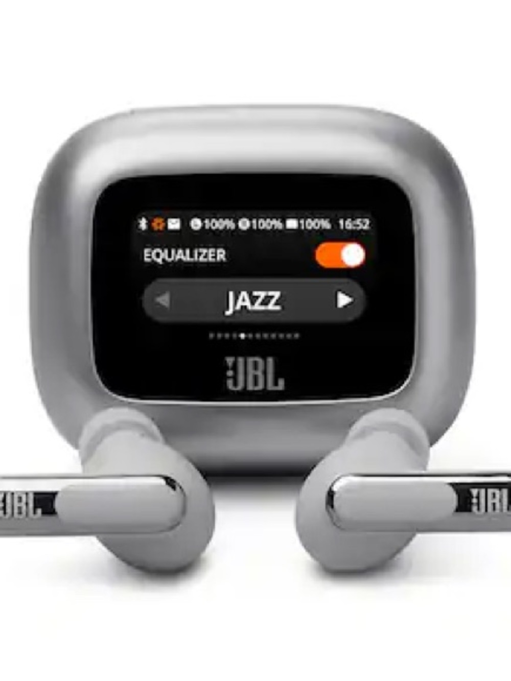 JBL Silver True Wireless Earbuds with Display Charging Case